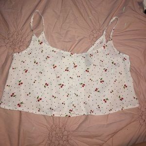 Flowy tank crop top cherry pattern
